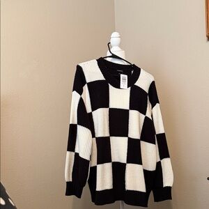 Torrid Black and White Checkered Sweater